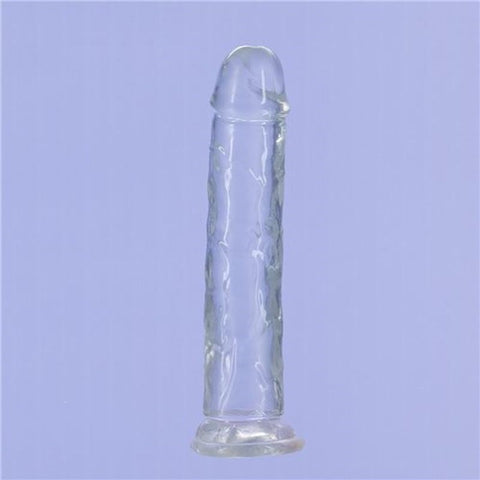 BMS Factory Addiction Crystal Realistic Dong Straight Clear with Suction Base - Realistic Dildos
