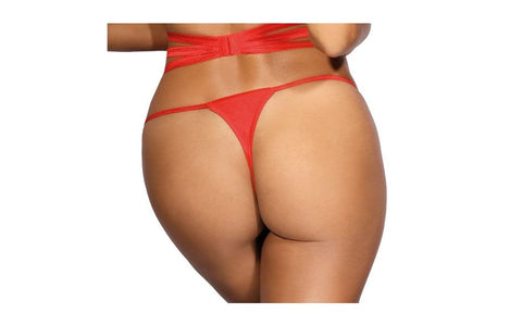 Axami Lingerie Microfiber and Lace G String Panty with Studs Red Premium - G-Strings, Panties and Shorts