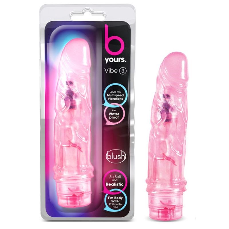 Blush Novelties B Yours Vibe No 3 Realistic Vibrator With Veins FlexiShaft - - Vibrating Dildos