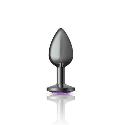 Viben Cheeky Charms Gunmetal Round Butt Plug With Purple Jewel Premium Metal - - Butt Plugs