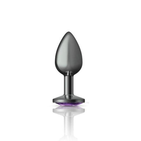 Viben Cheeky Charms Gunmetal Round Butt Plug With Purple Jewel Premium Metal - Butt Plugs
