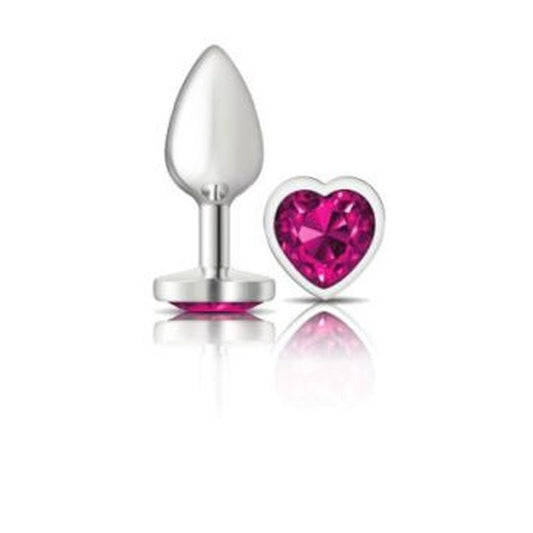 Viben Cheeky Charms Silver Metal Butt Plug With Heart Pink Jewel Premium Metal - - Butt Plugs