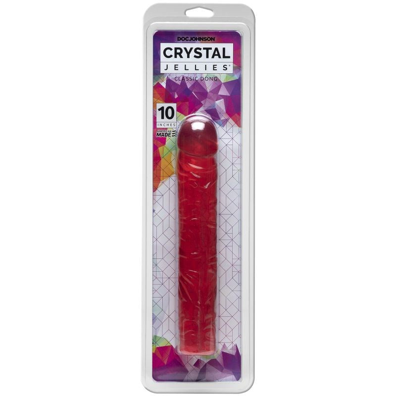 Doc Johnson Crystal Jellies 10 Inch Realistic Classic Dong with Textured Veins - - Realistic Dildos