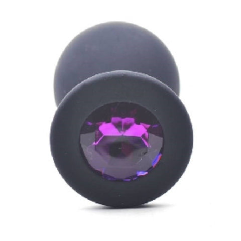 Doc Johnson Daytona Black Silicone Anal Plug With Purple Diamond Premium - Butt Plugs