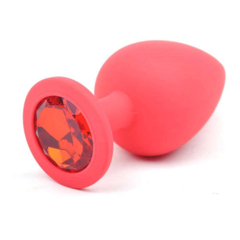Doc Johnson Daytona Red Silicone Anal Plug With Red Diamond Premium Butt Plug - Butt Plugs