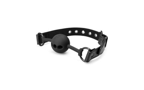 Bedroom Fantasies Breathable Silicone Ball Gag Black Beginner BDSM Gag - Bondage Gags and Bits
