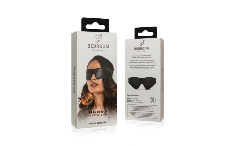 Bedroom Fantasies Faux Leather Blindfold Black Sensory Deprivation - - Masks And Blindfolds