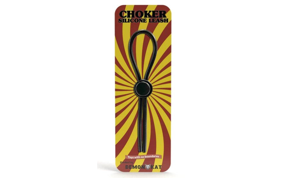 Demon Kat Silicone Choker Leash Cock Ring Black with Adjustable Design - - Stretchy Cock Rings