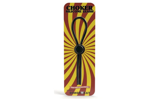 Demon Kat Silicone Choker Leash Cock Ring Black with Adjustable Design - - Stretchy Cock Rings