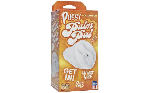 Doc Johnson Palm Pal Ultraskyn Pussy Stroker Frosted Clear Handheld Masturbator - Masturbators and Strokers