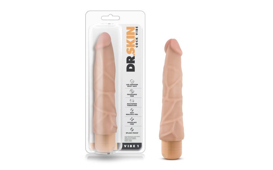 Blush Novelties Dr Skin Cock Vibe 1 Realistic Dildo Vibrator Multi Speed - - Vibrating Dildos