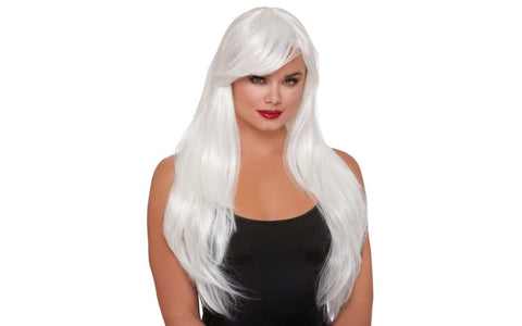Dream Girl Lingerie Layered Long Womens Wig White Premium Layered - Wigs and Gloves