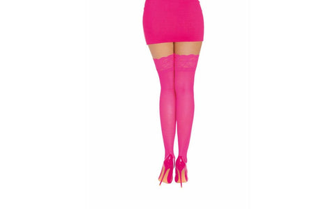 Dream Girl Lingerie Womens Thigh High Silicone Stockings Neon Pink Stay Up - Hosiery