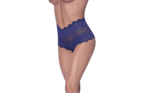 Exposed Lingerie Split Crotch Lace Boy Short Blueberry with Easy Access - G-Strings, Panties and Shorts