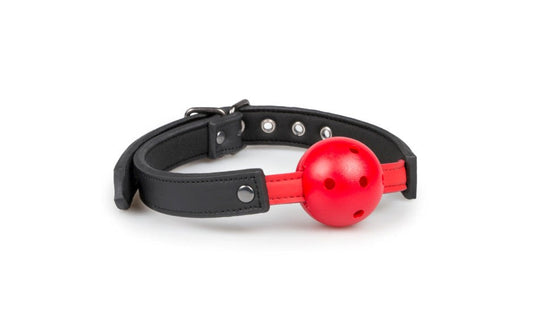Fetish Collection BDSM Play Ball Gag With PVC Ball Red CE Certified - - Bondage Gags and Bits