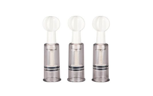 Fetish Collection Nipple and Clit Suckers 3 Piece with Suction Control - - Nipple and Clit Clamps