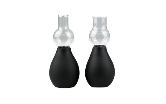 Fetish Collection Nipple Sucker Black 2 Piece Professional Vacuum System - - Nipple and Clit Clamps