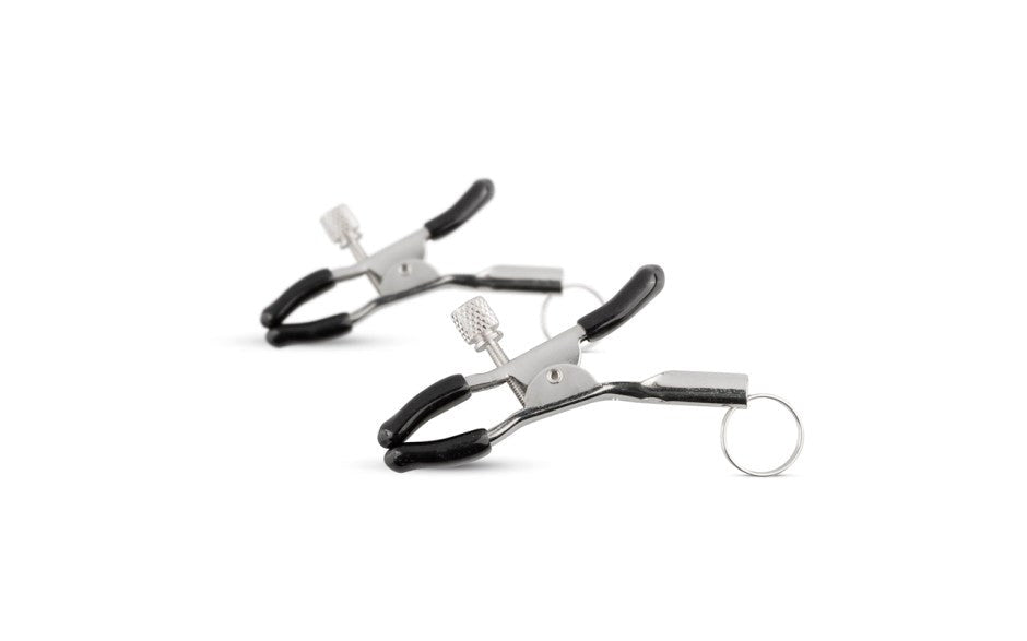 Fetish Collection Screw Metal Nipple Clamps With Attachment Ring Adjustable - - Nipple and Clit Clamps