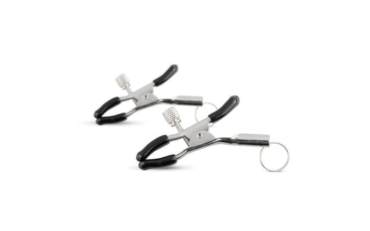 Fetish Collection Screw Metal Nipple Clamps With Attachment Ring Adjustable - - Nipple and Clit Clamps