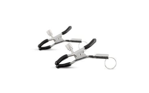 Fetish Collection Screw Metal Nipple Clamps With Attachment Ring Adjustable - Nipple and Clit Clamps