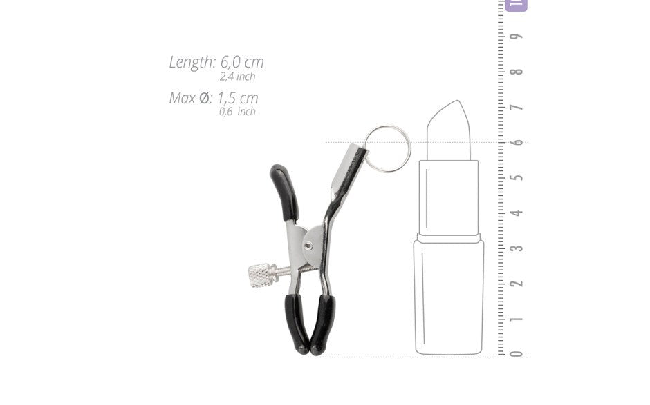 Fetish Collection Screw Metal Nipple Clamps With Attachment Ring Adjustable - - Nipple and Clit Clamps