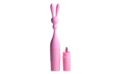 XR Brands Frisky Bunny Rocket Multi Function Silicone Vibrator Dual Stimulation - Personal Massagers
