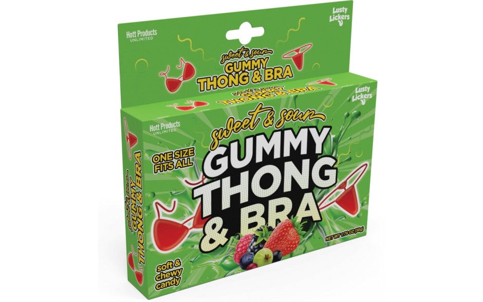 Hott Products Sweet and Sour Gummy Edible Thong & Bra Edible Lingerie Set - - Party Gifts and Novelties