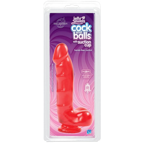 Doc Johnson Jelly Jewels Realistic Cock And Balls With Suction Cup Dildo - Realistic Dildos