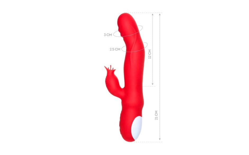 JOS Redli Heating and Rotating Rabbit Tickler Vibrator with Dual Motors - - Rabbit Vibrators