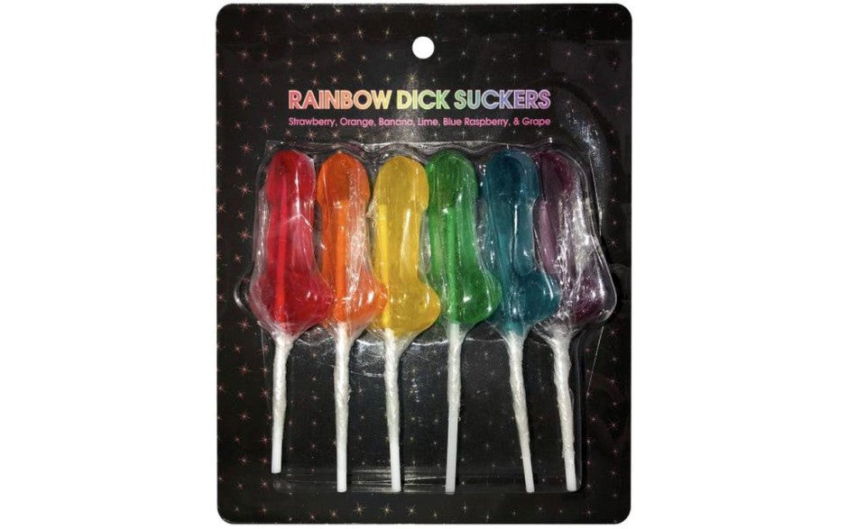 Kheper Games Edible Rainbow Dick Suckers 6 Pack - - Party Gifts and Novelties