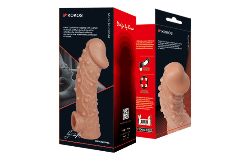Kokos Stretchy Mens Cock Extender Sleeve 2 with Beaded Stimulation - Penis Sleeves and Extenders
