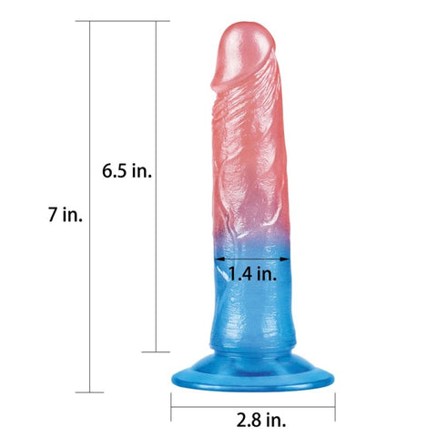 Lovetoy Dazzle Studs Suction Cup Realistic Dildo Pink/Blue Veined Shaft - Realistic Dildos