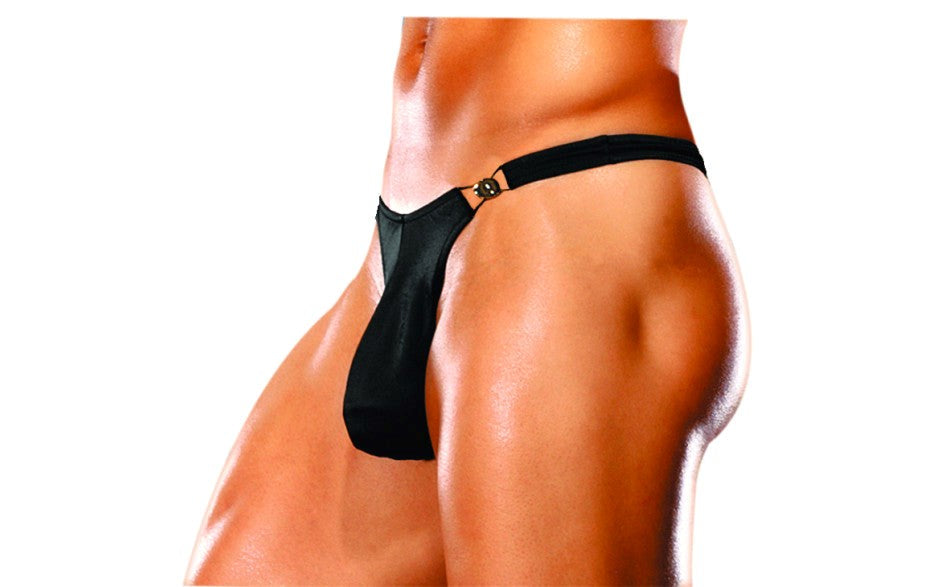 Male Power Bong Clip Ultra Comfortable Mens Thong Black with Secure Positioning - Mens Briefs And Boxers
