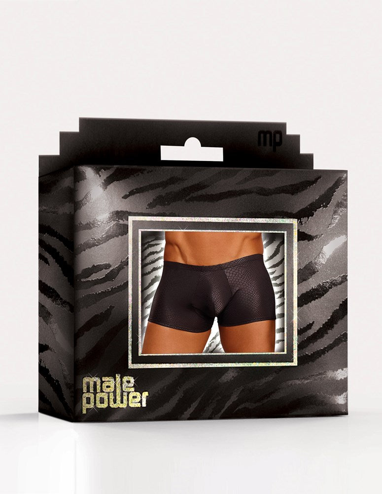 Male Power Micro V Shape Mens G String Black with Snakeskin Texture - Jocks and G-Strings