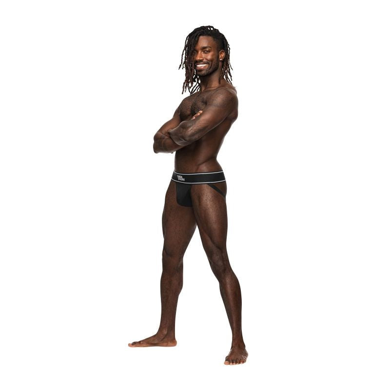 Male Power Modal Rib Mens Jock Underwear Black Premium Support Design - Jocks and G-Strings