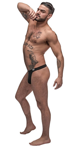 Male Power Pure Comfort Mens Bong Thong Black with Contour Pouch Design - Mens Briefs And Boxers