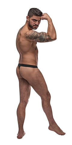 Male Power Pure Comfort Mens Bong Thong Black with Contour Pouch Design - Mens Briefs And Boxers