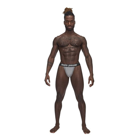 Male Power Sexagon Breathable Micro V Thong Grey with Micro Perforation Cooling - Mens Briefs And Boxers