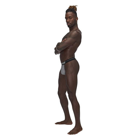 Male Power Sexagon Breathable Micro V Thong Grey with Micro Perforation Cooling - Mens Briefs And Boxers