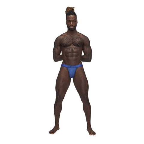 Male Power Sexagon Soft Stretchy Micro V Thong Blue with Ventilation - Mens Briefs And Boxers