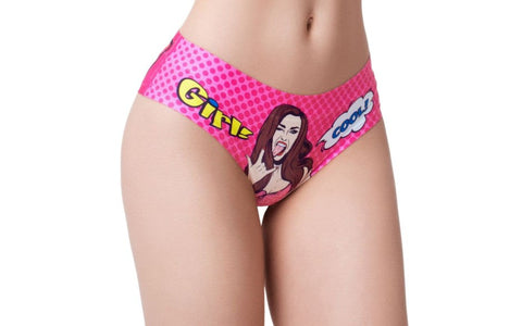 Mememe Lingerie Comic Fans Pink Slip Sexy Womens Pantie with Stretch - G-Strings, Panties and Shorts