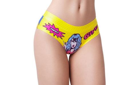 Mememe Lingerie Comic Fans Yellow Slip Womens Thong Seamless Comfort - G-Strings, Panties and Shorts