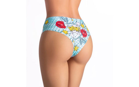 Mememe Lingerie Comics Beach Girl Slip Sexy Panties with Seamless Design - G-Strings, Panties and Shorts