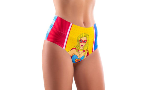 Mememe Lingerie Comics Wonder Girl Hi Briefs Womens Underwear Advanced Comfort - G-Strings, Panties and Shorts