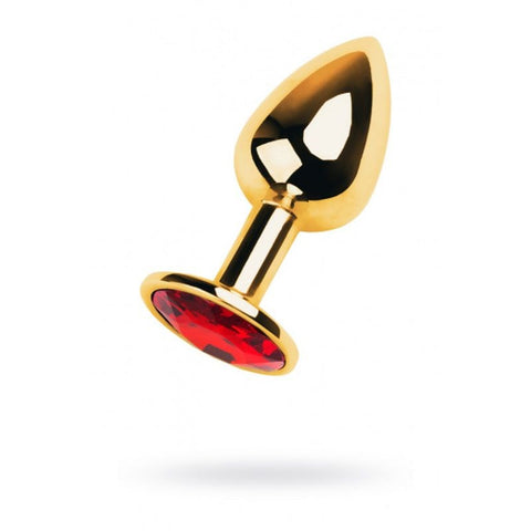 ToyFa Metal Gold Metal Anal Plug With Black Tourmaline Gem Small - Butt Plugs