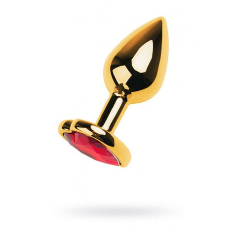 ToyFa Metal Gold Metal Anal Plug With Heart Crystal Gem Small Premium - Butt Plugs