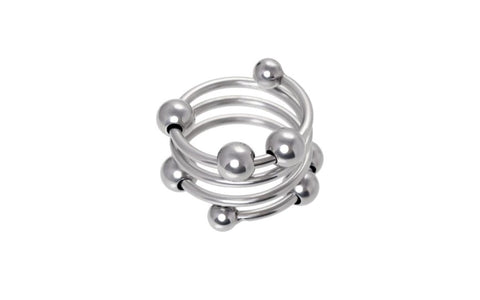 ToyFa Metal Mens Multiple Metal Balls Penis Head Ring for Enhanced Stimulation - Cock Rings