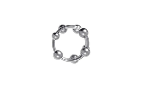ToyFa Metal Mens Multiple Metal Balls Penis Head Ring for Enhanced Stimulation - Cock Rings