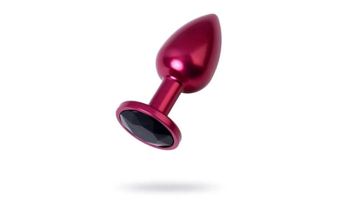 ToyFa Metal Red Metal Anal Plug With Coloured Crystal Gem Small Premium Weight - Butt Plugs
