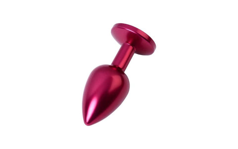 ToyFa Metal Red Metal Anal Plug With Coloured Crystal Gem Small Premium Weight - Butt Plugs